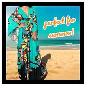 plus size maxi mumu ✨ dress ✨ kaftan ✨ beach cover up 2XX ❤️hippie boho vivid‼️